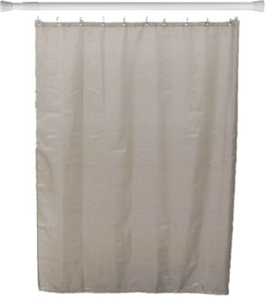 Douchegordijn en ophangstang - uitschuifbaar 70-120 cm - taupe - met ringen