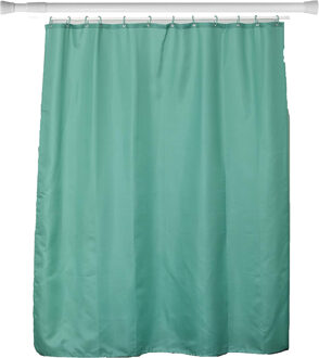 Douchegordijn en ophangstang - uitschuifbaar 70-120 cm - turquoise - met ringen