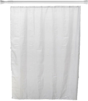 Douchegordijn en ophangstang - uitschuifbaar 70-120 cm - wit - met ringen