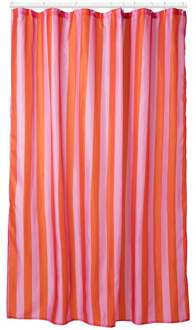 Douchegordijn gestreept - roze/oranje - 180x200 cm