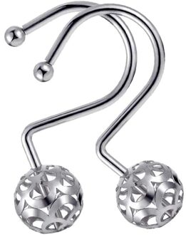 Douchegordijn Haken Ringen, Set Van 12 Decor, Metalen Roestvrij Voor Badkamer zilver