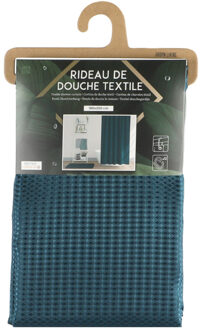 Douchegordijn met ringen - donkerblauw - polyester - 180 x 200 cm - wasbaar - Douchegordijnen