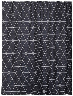 Douchegordijn met ringen - zwart - polyester - 180x200 cm