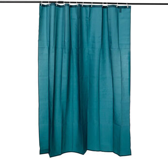 Douchegordijn - petrol blauw - polyester - 180 x 200 cm - inclusief ringen - Douchegordijnen