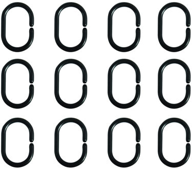 Douchegordijnringen 12 Stuks Zwart