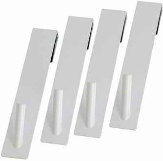 Douchehaken - 4x stuks - wit - metaal - douchecabine haak - 18 cm