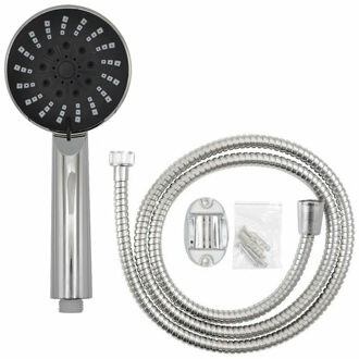 Douchekop met slang - 3 standen - zilver/ zwart - 150 cm - handdouche - doucheslang