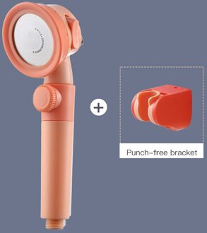 Douchekop Onder Druk Hoge Druk Waterbesparende Geperforeerde Gratis Beugel Slang Verstelbare Badkamer Douche Set Accessoires oranje suit 2