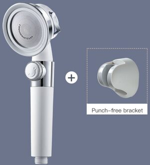 Douchekop Onder Druk Hoge Druk Waterbesparende Geperforeerde Gratis Beugel Slang Verstelbare Badkamer Douche Set Accessoires wit suit 2