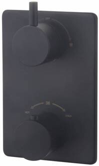 Douchekraan Amon Round Thermostatisch Afbouwdeel 2-Weg Zwart Aqua Splash