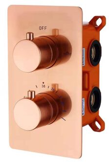 Douchekraan Lyon Inbouw Thermostatisch Rond Rose Mat Goud 2 Greeps