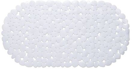 Douchemat - ovaal - wit - steentjes - 68 x 35 cm - Badmatjes