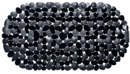 Douchemat - ovaal - zwart - steentjes - 68 x 35 cm - Badmatjes