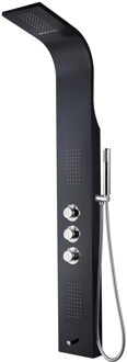douchepaneel - 160x46x20cm - handdouche - massagejets - uitloopkraan - zwart ZLZ102
