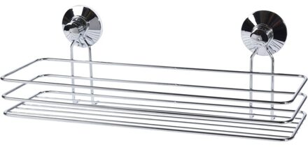 Doucherekje - zilver - 35 cm - badkamerrekje - met zuignappen - houder voor shampooflessen