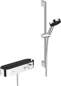 Doucheset HansGrohe Pulsify Select S 105 3 Jets Activation Met Handdouche, Thermostaat, Glijstang 65 cm, Schuifstuk en Doucheslang Chroom