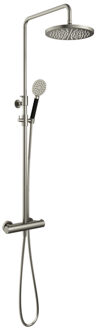 Doucheset Hotbath Cobber Met Ronde Handdouche en 30 cm Hoofddouche Geborsteld Nikkel