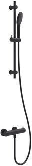 Doucheset MAY Opbouw met Thermostaat, Incl. Glijstang, Doucheslang 150 cm & 3-Standen Handdouche Mat Zwart PED