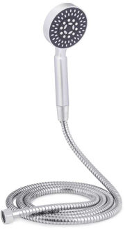 doucheslang en douchekop met 1 stand - 200 cm - universele aansluiting - zilver/zwart - Doucheslangen