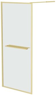 Douchewand Golden Edge - 6mm Gehard Glas - Geborsteld Goudkleurig Aluminium - 100x200cm
