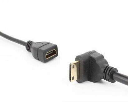 Down Angle Mini HDMI Male to HDMI Female Cable, 17cm