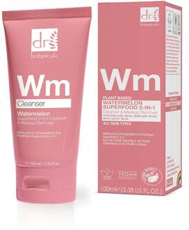 Dr Botanicals Watermelon Superfood 2-in-1 Reiniger & Makeupremover met Glycolzuur, Salicylzuur & Lactic Acid 100ml x 2 Duo Pack - One Size