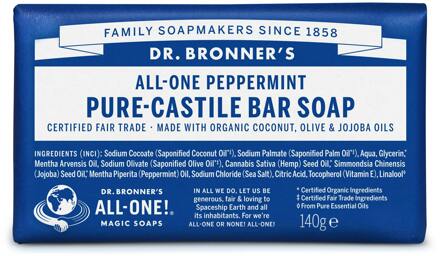 Dr. Bronner's Peppermint Pure-castile Bar Soap Zeep 140gr