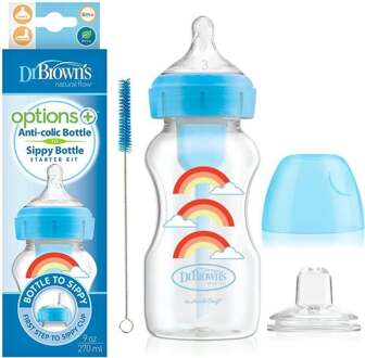 Dr. Brown's Options + Bottle to Sippy starterkit BH 270 ml blauw - 000