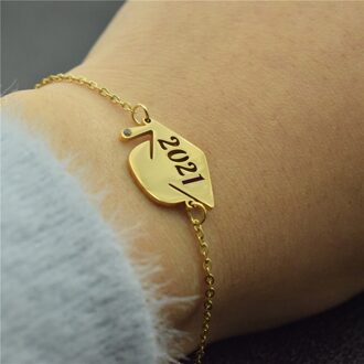 Dr Hoed Afstuderen Armband Voor Vrouwen Beste Vrienden Minimalistische Graduation Sieraden Roestvrij Staal Gouden Armband Femme armband / gouden kleur