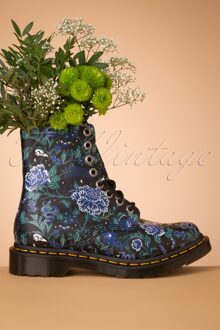 Dr. Martens 1460 Pascal Backhand Mystic Garden bloemenlaarzen in zwart Zwart/Blauw/Multicolour