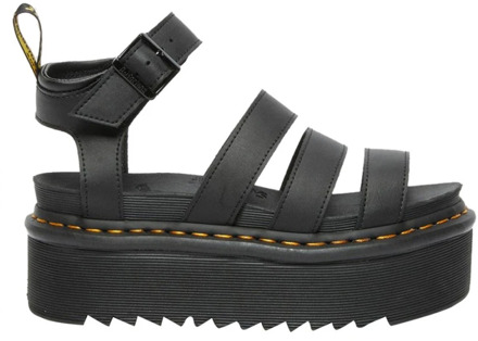 Dr. Martens Zwarte Leren Sandalen met Zebrilus Platformzool Dr. Martens , Black , Dames - 39 Eu,40 Eu,41 EU