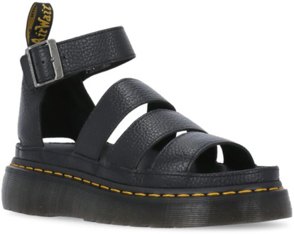 Dr. Martens Zwarte Sandalen van Geperst Leer Dr. Martens , Black , Dames - 36 Eu,37 EU