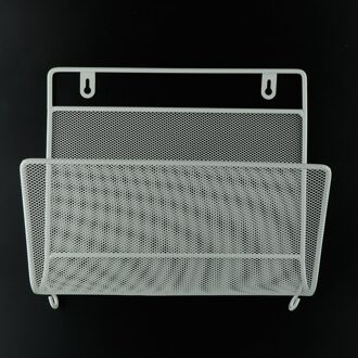 Draad Ijzer Magazine Holder Rack Thuis Wall Mounted Krant Organizer Booshelf Boekenkast Tabletten Laptop Opslag Plank Papier Rack wit