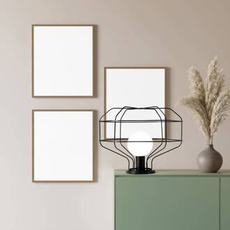 Draad tafellamp, zwart, metalen kooi, 40 x 33 cm, dimbaar zwart, wit