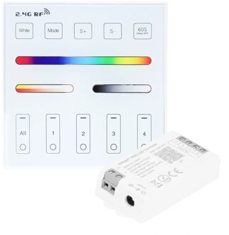 Draadloos milight touch wandpaneel & wifi controller voor RGB led strips - complete set | ledstripkoning
