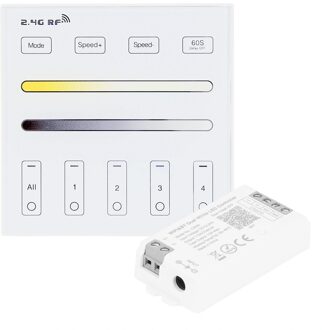 Draadloos milight touch wandpaneel & wifi controller voor witte led strips - complete set | ledstripkoning