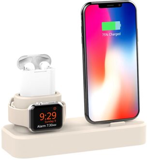 Draadloos Opladen 3 In 1 Siliconen Gel Opladen Houder Dock Station Charger Stand Voor Apple Horloge Iwatch Airpods Iphone X xs Max wit