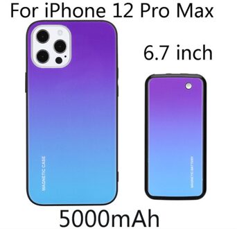 Draadloos Opladen Batterij Case Voor Iphone 12 Pro Max Power Bank Case Magnetische Opladen Case Voor Iphone 12 Mini Batterij cover blauw For 12 Pro Max