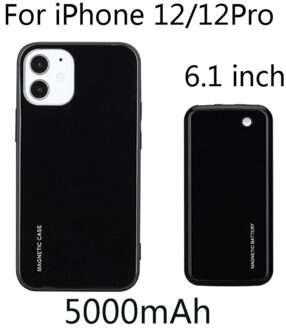Draadloos Opladen Batterij Case Voor Iphone 12 Pro Max Power Bank Case Magnetische Opladen Case Voor Iphone 12 Mini Batterij cover zwart For 12 12 Pro