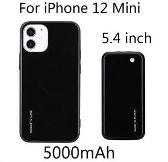 Draadloos Opladen Batterij Case Voor Iphone 12 Pro Max Power Bank Case Magnetische Opladen Case Voor Iphone 12 Mini Batterij cover zwart For 12 mini