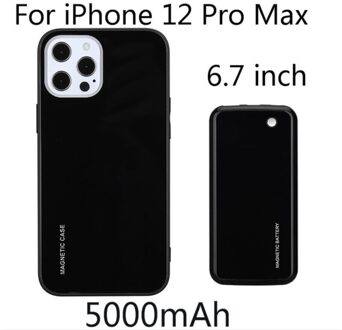 Draadloos Opladen Batterij Case Voor Iphone 12 Pro Max Power Bank Case Magnetische Opladen Case Voor Iphone 12 Mini Batterij cover zwart For 12 Pro Max