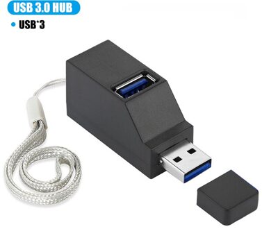 Draadloze 3 In 1 Usb 3.0 Hub Voor Laptop Adapter Pc Computer Usb 2.0 Charge Hub 3 Poorten Notebook Splitter dell Lenovo Accessoires USB 3.0 zwart