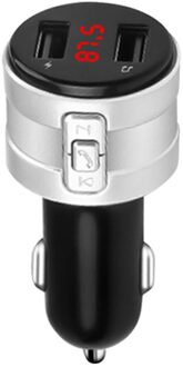 Draadloze 5.0 Bluetooth Fm-zender Aux 3.1A Dual Usb Lader Handsfree Carkit Ondersteuning Udisk Power Adapter zilver