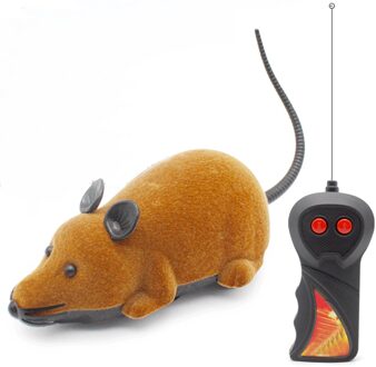 Draadloze Afstandsbediening Elektrische Muis Kunstmatige Rat Cartoon Dieren Muizen Puppy Interactieve Kat Speelgoed Huisdier Producten bruin