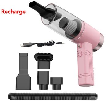 Draadloze Auto Stofzuiger Oplaadbare Handheld Stofzuiger Voor Thuis Auto Draagbare Mini Cycloon Sterke Zuigkracht Recharge roze