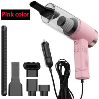 Draadloze Auto Stofzuiger Oplaadbare Handheld Stofzuiger Voor Thuis Auto Draagbare Mini Cycloon Sterke Zuigkracht Wired roze