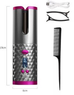 Draadloze Automatische Haar Krultang Usb Oplaadbare Auto Roterende Curling Led Display Temperatuur Voor Krullend Machine Of Golven Haar zwart