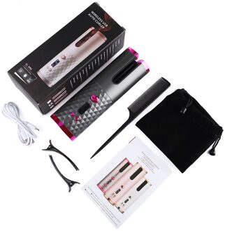 Draadloze Automatische Haar Krultang Usb Oplaadbare Krultang Krullen Golven Lcd-scherm Keramische Krullend Roterende Curling Golf Styer Grijs