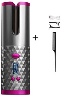 Draadloze Automatische Haar Krultang Usb Oplaadbare Krultang Krullen Golven Lcd-scherm Keramische Krullend Roterende Curling Golf Styer