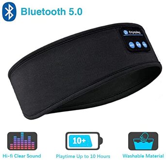 Draadloze Bluetooth 5.0 Koptelefoon Slapen Oogmasker Muziek Speler/Sport Hoofdband Reizen Zweetband Headset Luidsprekers Headset2021 zwart